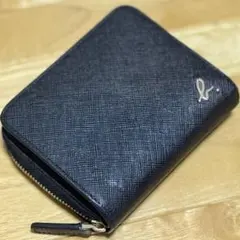 【美品】アニエスベー 二つ折り財布 レザー ラウンジファスナー ブラック 黒