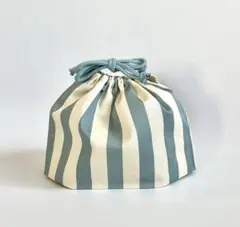 B55・ハンドメイドお弁当袋★ストライプ・ブルーグレー