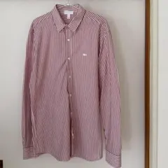 LACOSTE ラコステ ストライプ ボタンダウン 長袖シャツ 赤 L