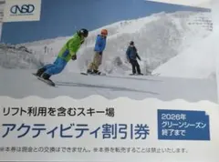 日本駐車場開発　アクティビティ割引券１枚　リフト　スキー　 2026年
