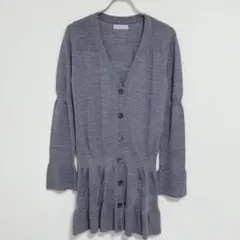BARNEYS NEWYORK Ｖネックロングカーディガン フレア 38 グレーのサムネイル