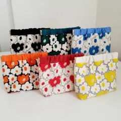 北欧　花柄　バネポーチ　6点セット　ハンドメイド　ポーチ　バネ口10㎝