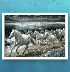 繁栄と幸運の疾走する馬　知恵や洞察力　守り神　縁起の良い　額縁付きグラフィック