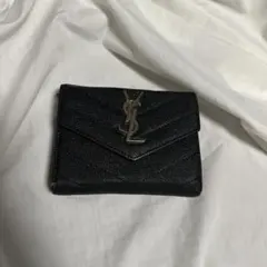 YSL 黒 レザー 三つ折り財布