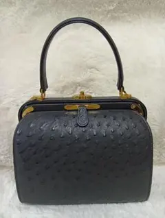 オーストリッチ ハンドバッグ 2WAY ショルダーストラップ付 グリーン36