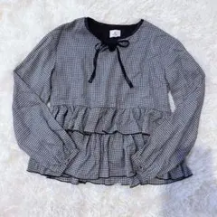 merryjenny メリージェニー ギンガムチェック フリルブラウス
