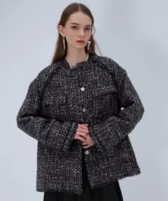 HARE ツイードラメノーカラージャケット (新品未使用、タグ付き)フリーサイズ