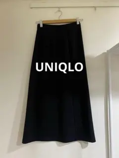 UNIQLO ユニクロ ストレッチダブルフェイススリットスカート黒 S