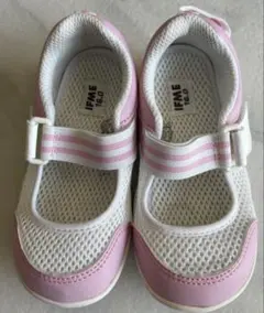 【室内試し履きのみ】IFME16cmホワイト/ピンク上履き幼稚園保育園運動会