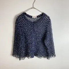 【YUKI TORII】ネイビー ドット柄 カーディガン　日本製