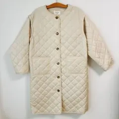 サマンサモスモスブルー　ホワイト　ロングコート　キルティング　袖取り外し