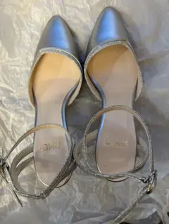 AIMER 22.5シルバーラメデザインポインテッドトゥパンプス結婚式パーティー