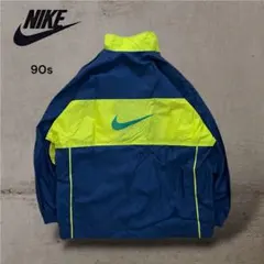 【NIKE】90sナイロンジャケットスウッシュ刺繍ロゴメンズXL好デザインY2K