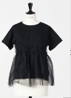 PARIGO SUZUME チュールフリルTシャツ　黒のサムネイル