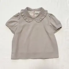 evelyn エブリン くすみピンク フリル襟 半袖 ブラウス パフスリーブ