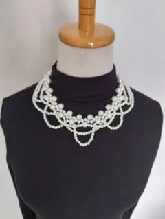 ホワイトパールレイヤードネックレス