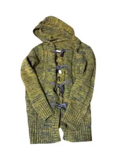 イエロー穴あきデザインニットダッフルコート