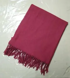 バーガンディ　ボルドー　 ニット 大判　ストール マフラー　フリンジ付き