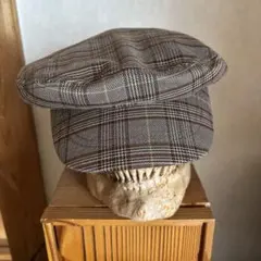 茶系チェック柄キャスケット