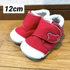 赤いベビーシューズ クマ刺繍付き　ミキハウス