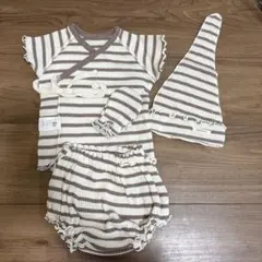 peekaboo 新生児 ストライプロンパースセット