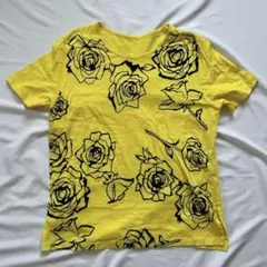 薔薇柄Tシャツラインストーン デザインM黄色Y2K フェアリーグランジのサムネイル