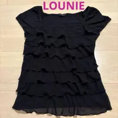 LOUNIE ルーニィー　半袖　フリルTシャツ　ブラック　S相当のサムネイル