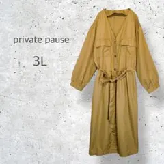 【private pause】　大きいサイズ　ロング　フレア　シャツワンピース