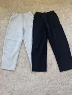 ユニクロ　ドライスウェットワイドパンツ　160cm 黒、グレーセットのサムネイル