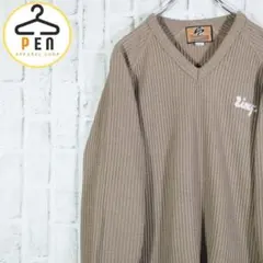 【レトロ古着】スケボーブランド リンピース Vネック ワッフルカットソー L