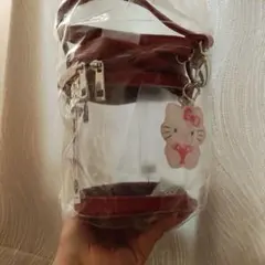 サンリオハローキティ円柱型ナイロンショルダーバック赤