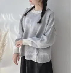 as know as plus もちもちMIX配色ニットプルオーバー