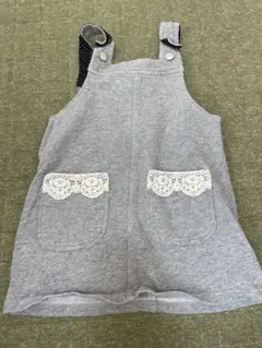 ベビー キッズ ジャンパースカート ワンピース グレー レース 100cm