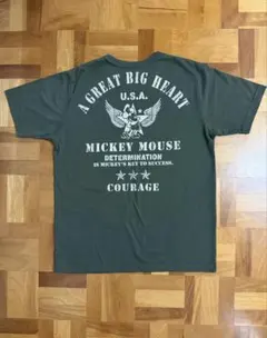 【美品・ディズニー公式】ミッキーマウス ミリタリー風 Tシャツ M カーキのサムネイル
