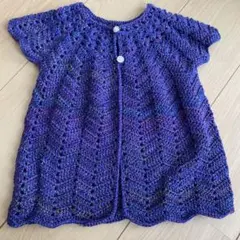 ハンドメイド 紫色 ベビー服 編み物
