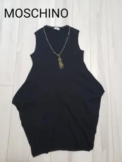 MOSCHINO ロゴテープ ノースリーブワンピース ブラック 38 - メルカリ