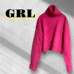0401 GRL ピンク タートルネック ニット クロップド ショート丈