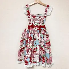 シャーリーテンプル チェリーパッチワークプリントジャンパースカート 140