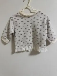 韓国子ども服　AOSTA トップス　青小花柄　M（80）