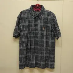 新品　半袖　ポロシャツ　チェック　メンズ　ゴルフウェア　濃紺　ネイビー　PGA