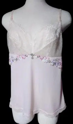 未使用品！ワコール ピンクの刺繍とレース キャミソール L 送料無料！