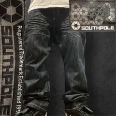 y2k 希少 光沢デニム"SOUTHPOLE サウスポール" ヒゲ加工 W34