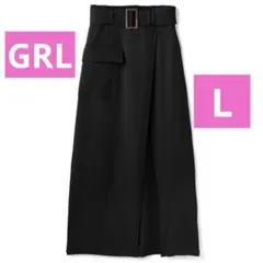 【GRL】ベルト付アシンメトリースリットタイトスカート[gm591] Lサイズのサムネイル