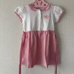 familiar ファミリア100cmチェックワンピース　コットン100%ピンク