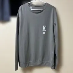Ｋイニシャルロゴトランプ柄♠️長袖シャツ　グレー　Ｍ