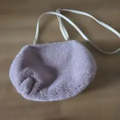 がま口　ファーショルダーバッグ 薄紫