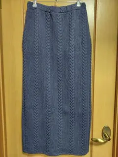 [未使用に近い] ニコアンド　ケーブルペンシルマキシスカート　ネイビーL