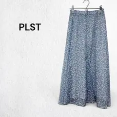 プラステ PLST 花柄 フレアスカート ロング丈 ブルー ウエストゴム XSのサムネイル