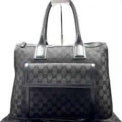 GUCCI グッチ GG トートバッグ キャンバス レザー ブラック 0854