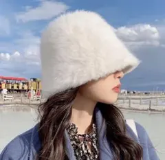 冬用フワフワファーバケットハット